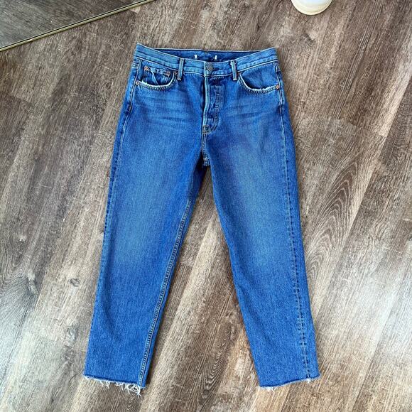 Grlfrnd Helena Jeans in Bandera Straight Leg Raw Hem - Picture 1 of 6